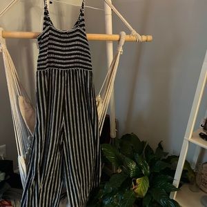 LUQ Skylar Smocked Black Detail Knit Jumpsuit